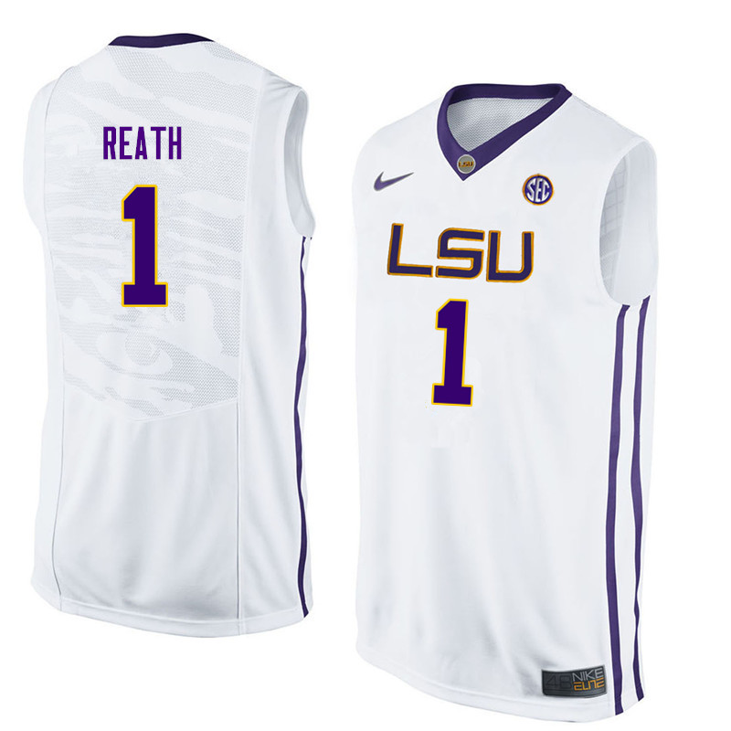 Men LSU Tigers #1 Duop Reath College Basketball Jerseys-White - Click Image to Close